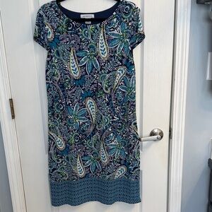 Liz Claiborne Blue and Green Paisley Midi Dress